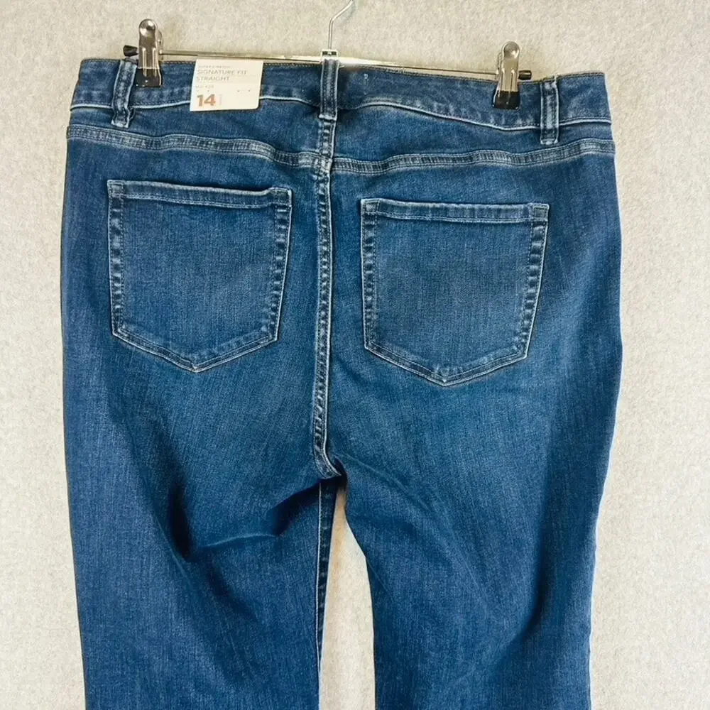 New Lane Bryant Womans 14 Short Jeans Straight Mid Rise Blue Stretch Pockets NWT